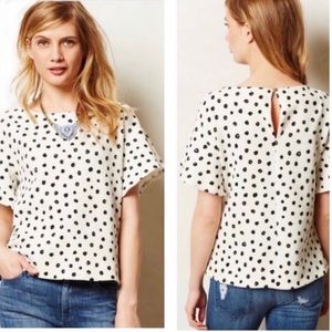 Anthropologie Postmark painter dots flutter sleeves